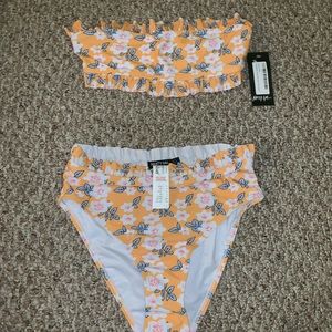 Nasty Gal Frill Bandeau High Waist Bikini